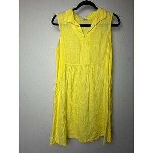 Terzo Millennio Dress Medium Made In ItalyYellow Linen Sleeveless Coquette